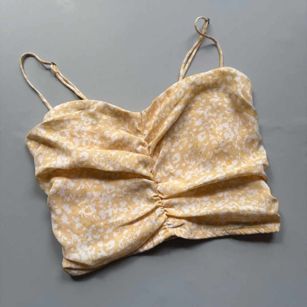 Abercrombie & Fitch Yellow Floral Smocked Corset Top Cami Small